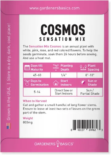 Vista 2 de Cosmos Seeds para plantar flores (mezcla de sensación) - Semillas de flores cosmo rosadas, polinizadas abiertas, sin OMG, ideales para jardines