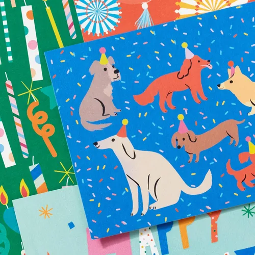 Vista 5 de Hallmark - Juego de tarjetas de cumpleaños a granel (48 tarjetas en blanco con sobres) Perros, velas, globos