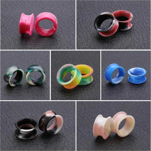 Vista 3 de ZS 16 pares de tapones para los oídos, dilatadores de silicona, flexibles, finos, dilatadores, dilatadores, dilatadores de oreja