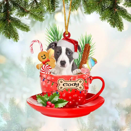 Vista 82 de NAZENTI Adorno personalizado de Alaskan Malamute en taza roja, adorno de Navidad personalizado para perros amantes de las mascotas, colgante