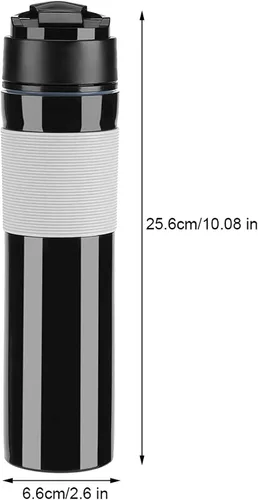 Vista 4 de Botella de prensa de café, taza portátil de 11.8 fl oz para té y café, botella de café, taza de viaje, taza de agua, taza de café, taza de agua Negro