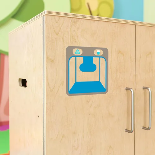 Vista 9 de Flash Furniture Hercules - Refrigerador de cocina de madera para niños para uso comercial o doméstico, seguro, diseño apto para niños, natural