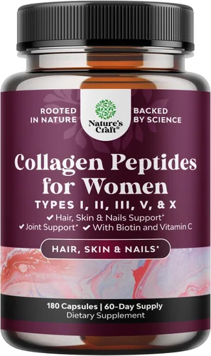 Vista 12 de Natures Craft Proteína en polvo multicolágeno para mujeres y hombres, péptidos de colágeno hidrolizados Keto, 45 porciones, vitaminas