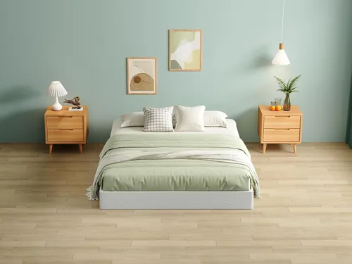 Vista 11 de Base de cama con somier de 3 pulgadas, tamaño individual, base de colchón de metal resistente con funda de tela, sin ruido, fácil montaje