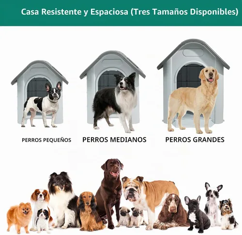 Vista 2 de YITAHOME Casa para perros de plástico para exteriores, resistente al agua, con tragaluz ajustable y base elevada para perros pequeños, medianos