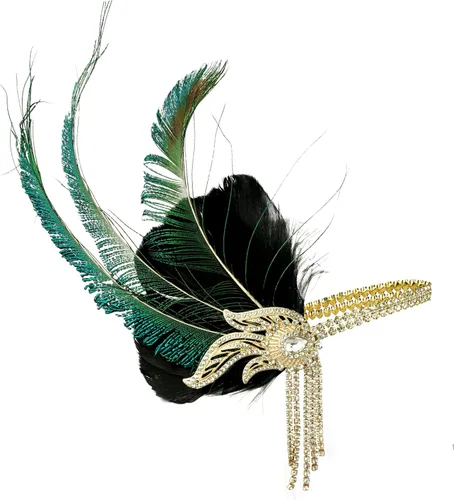 Vista 2 de 1920s Accessories Set for Women, Flapper Accessory Great Gatsby Costume Headband Flapper Necklace 20s Gloves OJ