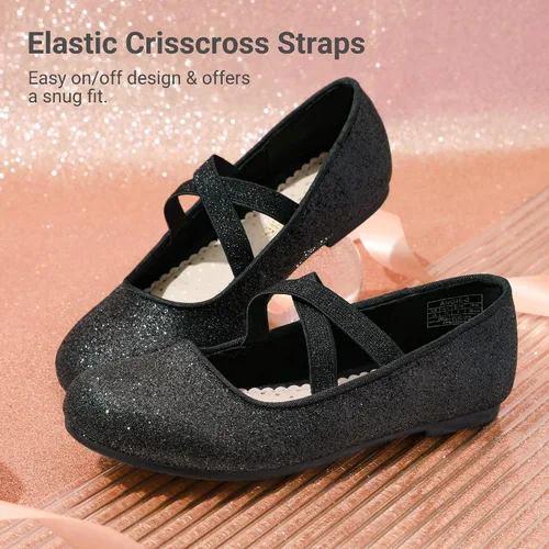 Vista 5 de Dream Pairs Girls Ballerina Dress Shoes Mary Jane Flats Negro