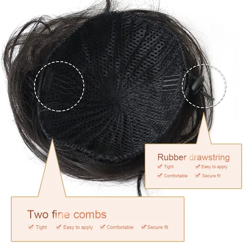 Vista 5 de 2 extensiones de moño de cabello, accesorio de peluca, extensiones de cabello rizado y ondulado, extensiones de cabello recogido, extensión de moño