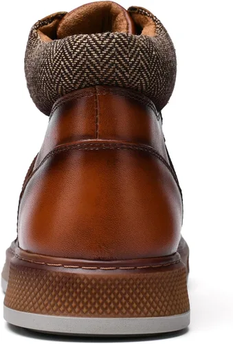 Vista 8 de Holy dove Men's Casual Oxford Sneaker Boots Mid-Top Lace-Up Fashion Ankle Chukka Boot Genuine Leather Upper Fashion Shoes for Men Comfortable and