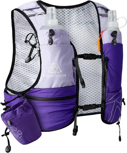 Vista 15 de Haimont 8L Trail Running Hydration Vest with Soft Flasks 2L Bladder Compatible, Bounce-Free Fit, Front Storage, Pole Loops, Whistle