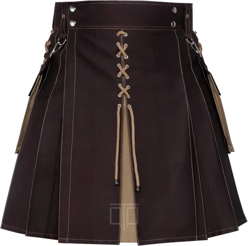 Vista 2 de Sottish Modern Utility Kilt para hombre, dos tonos, borlas para hombre