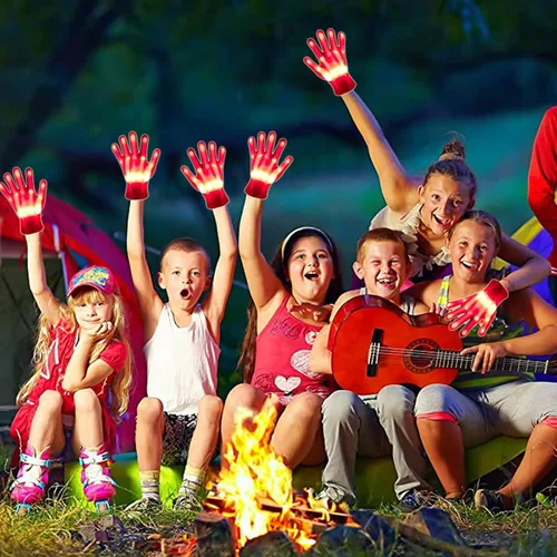 Vista 3 de Guantes intermitentes con luces LED para disfraz, para adolescentes, suministros de fiesta rave