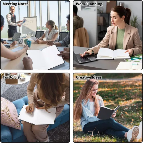 Vista 7 de Thboxes Cuaderno de 80 hojas, cuaderno ejecutivo de tapa dura de 5.7 x 8.3 pulgadas, para estudiantes, trabajadores, mujeres y hombres, bloc de Negro