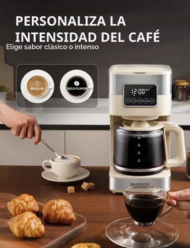 Vista 4 de SHARDOR Cafetera programable de 10 tazas, cafetera de goteo regular y fuerte para el hogar y la oficina, apagado automático, filtro permanente