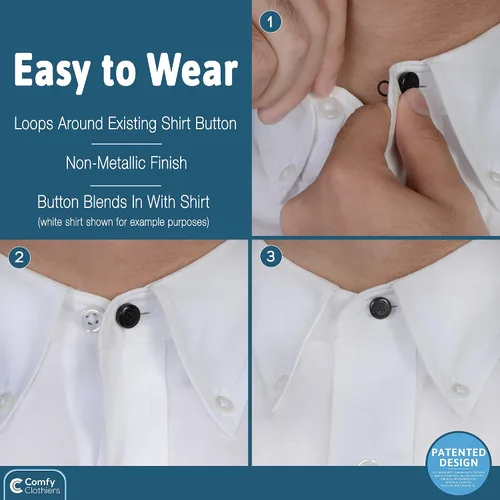 Vista 14 de Comfy Clothiers 3-Pack Collar Extenders for Men - Button Expanders for Shirts