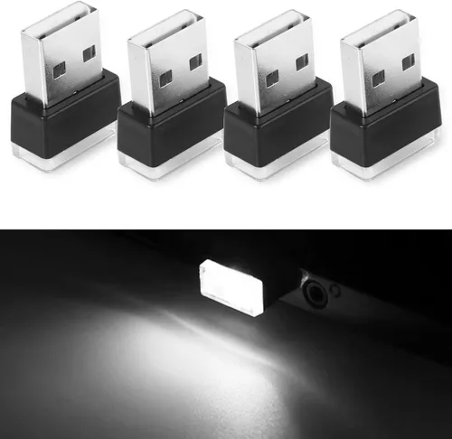 Vista 8 de NTNEV 4 lámparas LED USB para el interior del automóvil, mini luces LED USB para decoración del automóvil, kit de iluminación ambiental, interfaz
