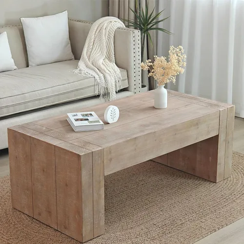 Vista 36 de Mesa auxiliar de madera, 39.37 pulgadas, cuadrada de mediados de siglo, mesa central de madera moderna de madera de fibropanel de densidad media