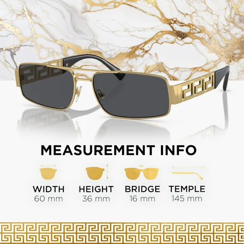 Vista 5 de Versace VE2257 Gafas de sol de forma rectangular con kit de gafas de lujo eSHADES, Oro Gris Oscuro 2.362 in