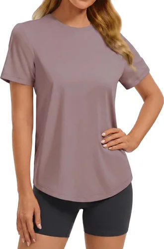 Vista 28 de PINSPARK Camisetas básicas de entrenamiento suaves para mujer, de manga Azul oscuro