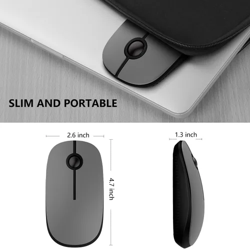 Vista 7 de VssoPlor Ratón inalámbrico, 2.4G Slim Portable Computer Ratones con Nano Receptor para Notebook, PC, Laptop, Computadora - Negro Gris + Negro Vino