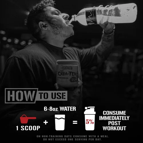 Vista 4 de 5% Nutrition CreaTEN Creatine Complex + Accelerators Creatina en polvo saborizada para ganancia muscular Máxima potencia, fuerza, resistencia