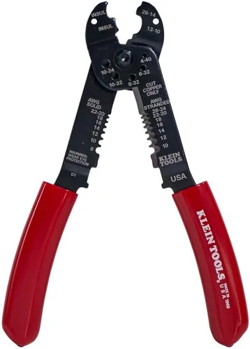 Vista 3 de Klein Tools Multiherramienta 1000, fabricada en Estados Unidos, peladora 6 en 1, crimpadora, cortador de alambre, tornillo métrico y tijeras