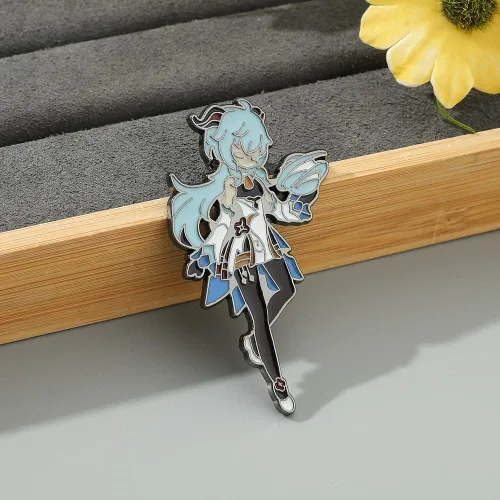 Vista 2 de Juego Genshin Impact Personajes Pins periféricos de anime para mochila juego de pines esmaltados broches insignias accesorios de joyería regalos