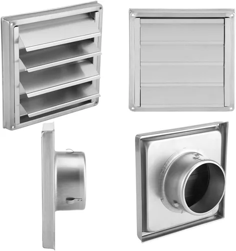 Vista 4 de Parrilla de conducto de ventilación de aire, salida de ventilador extractor de secadora de aire de pared de acero inoxidable de 3.937 in