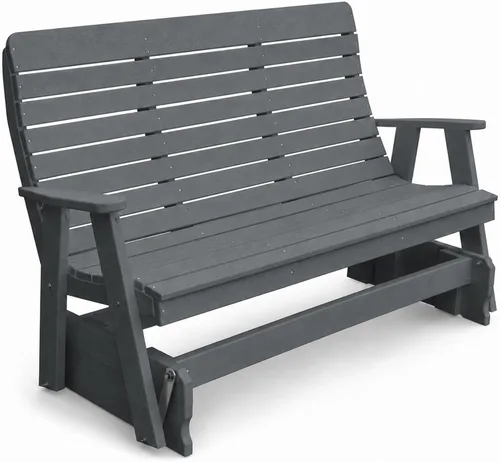 Vista 16 de Amish Made Antique Mahogany 4 ft Outdoor Glider Bench, HDPE Made in USA Fairfax Collection HDPE Poly Lumber Outdoor Glider Bench, All-Weather