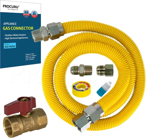 Vista 18 de PROCURU Conector de gas flexible universal FIP de 1 pulgada de diámetro exterior x 12 pulgadas (1 pie) x 3/4 pulgadas MIP x 3/4 pulgadas FIP