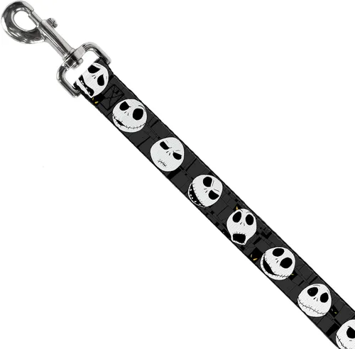 Vista 2 de Buckle-Down Correa para mascotas, NBC Jack Expressions/Halloween Elements gris, 4 pies de largo, 1.5 pulgadas de ancho