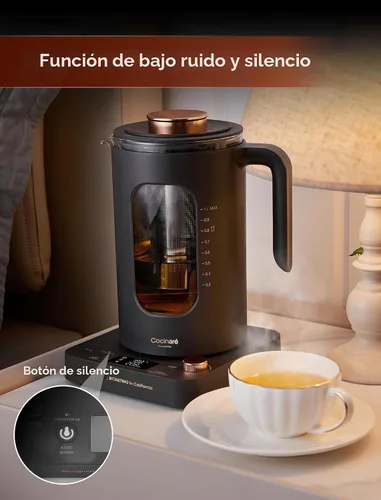 Vista 7 de Tetera eléctrica, INTASTING - Tetera eléctrica de vidrio con infusor de té y control preciso de temperatura, 1200W de calentamiento rápido, sin BPA