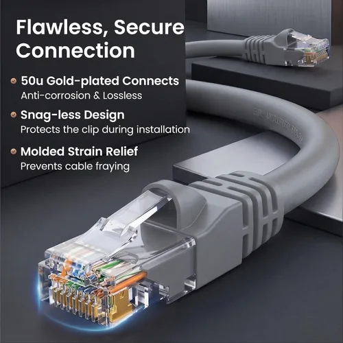 Vista 4 de GearIT Cable Ethernet Cat 6 Cat 6, cable de conexión Cat 6, cable Ethernet Cat6, cable de red, cable de Internet, gris de 7 pies (paquete de 10)