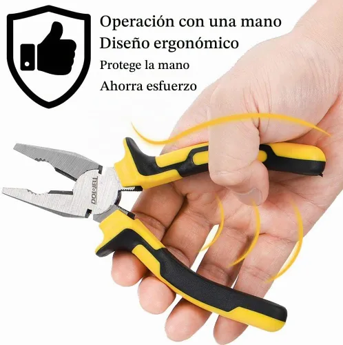 Vista 3 de DOWELL Alicates de Liniero - Alicates Combinados con Cortador de 6 Pulgadas, Construcción de Acero al Cromo Níquel de Servicio Pesado y Mango