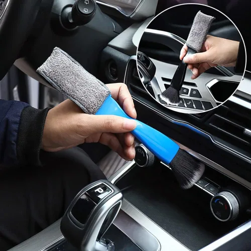 Vista 6 de Cepillo de doble cabezal para limpieza de automóvil, 1 paquete, cepillos de automóvil para detallar el interior, cepillos para detalles