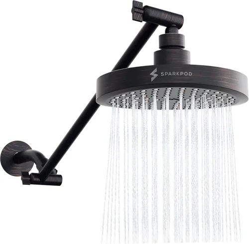 Vista 24 de SparkPod Cabezal de Ducha de Lluvia Redondo con Brazo de Extensión - Cabezal de Ducha de Altura Ajustable con Rendimiento de Alta Presión