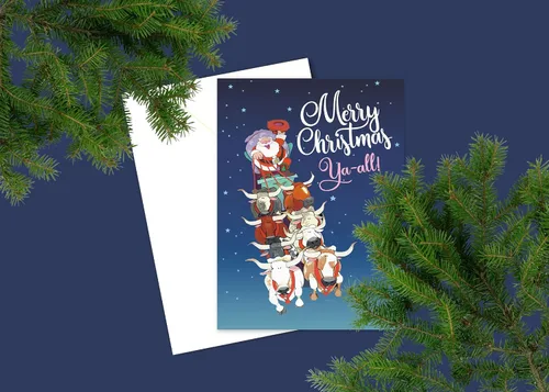 Vista 3 de Stonehouse Collection Tarjetas de Navidad Longhorn Navidad de vaquero occidental 18 tarjetas y sobres (cuernos largos voladores)