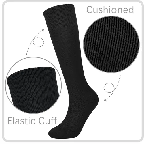 Vista 2 de Calcetines de fútbol para niños, 6 pares de calcetines de fútbol para niñas, calcetines altos hasta la rodilla, béisbol, sóftbol, deportes, niños