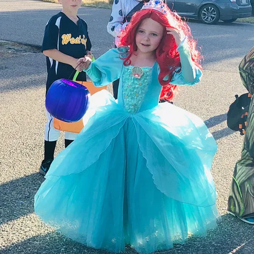 Vista 4 de TYHTYM Deluxe Princess Costumes Little Girls Dress Kids Fancy Gown Cosplay Halloween Party