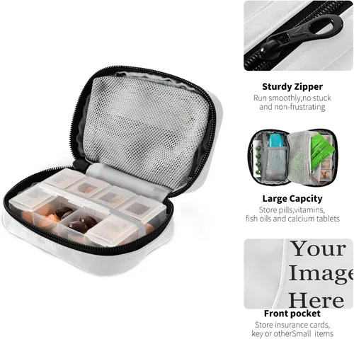 Vista 4 de Pastillero personalizado para 7 días, organizador de píldoras de viaje personalizado, pastillero semanal portátil, contenedor de suplementos
