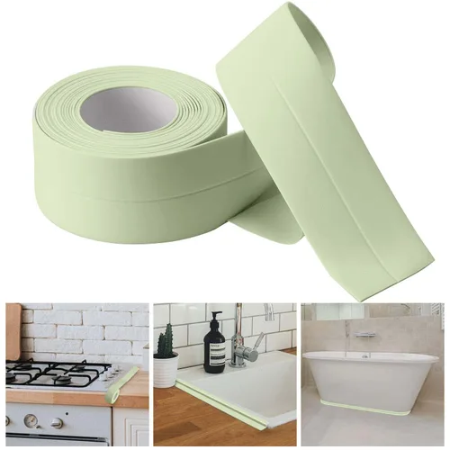 Vista 9 de Cinta selladora para calafateo de baño y cocina, cinta adhesiva de PVC para sellar la bañera y las paredes, sellador para azulejos de ducha (azul)