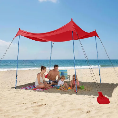 Vista 29 de CROWN SHADES Tienda de campaña de playa de 7 x 7, toldo de playa fácil de desplegar, UPF50+, 2 postes ajustables, turquesa