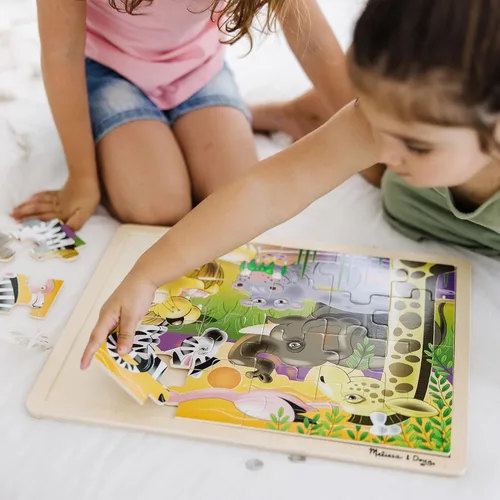 Vista 7 de Melissa & Doug Juego de rompecabezas de 3 rompecabezas: dinosaurios, océano y safari