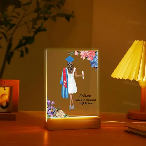 Vista 6 de Regalos de graduación para ella 2023, luz nocturna personalizada, lámpara LED de impresión de recuerdo de graduación, placa de graduación