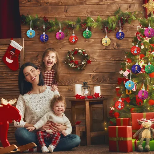 Vista 7 de 12 piezas de adorno de bola de cascanueces de Navidad, adorno de bola de cascanueces, cascanueces colgantes, bolas envueltas en tela, adornos