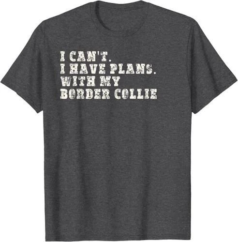 Vista 3 de Camiseta divertida con texto en inglés "I Can't I Have Plans With My Border Collie", Negro