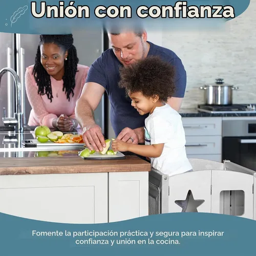 Vista 9 de Guidecraft Classic Kitchen Helper® - Torre para niños pequeños, color gris: plegable, altura ajustable, taburete de aprendizaje para niños