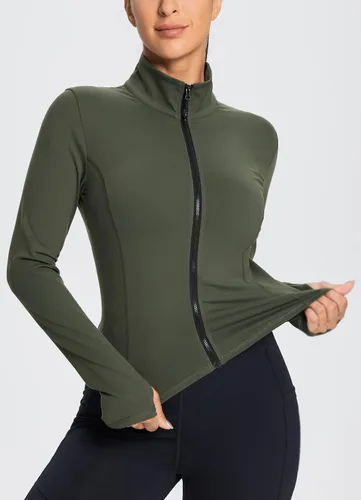 Vista 2 de BALEAF Chaquetas cortas de entrenamiento con cremallera para mujer, suaves, atléticas, para correr, gimnasio, yoga, con agujeros para el pulgar
