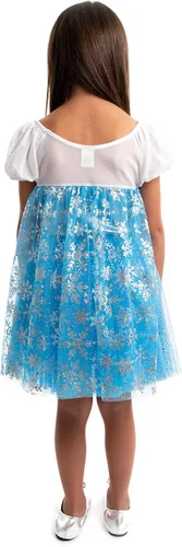 Vista 5 de Little Adventures Vestido de fiesta de princesa de hielo, lavable a máquina, disfraz de juego de simulación para niños, sin purpurina