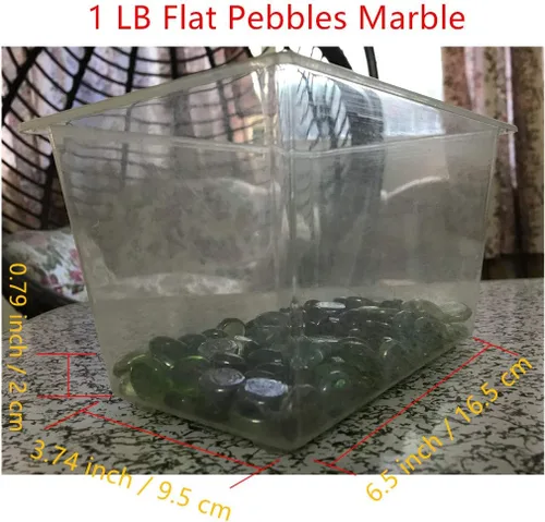 Vista 6 de Piedras planas, piedras preciosas de vidrio de 1 libra para rellenos de jarrones, dispersión de mesa de boda, decoración de rellenos de acuario